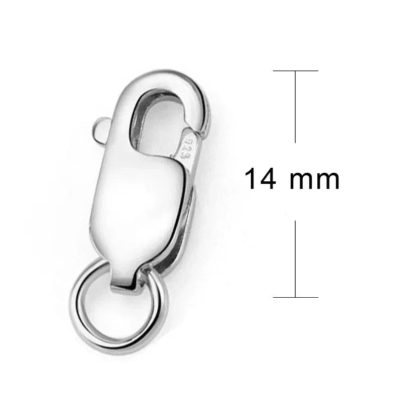 2pcs Real Pure Solid 925 Sterling Silver Lobster Clasp Hook Claw Buckle With Close Sealed Ring Connector Jewelry Findings
