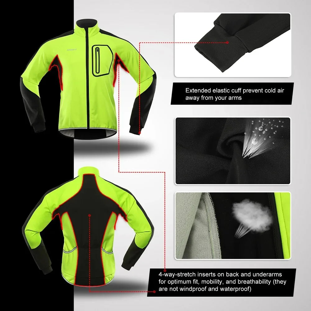 Men's Cycling Jacket Winter Thermal Jacket Softshell Windbreak Waterproof Bike Coat Bicycle Raincoat BG011