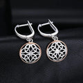 Celtic Knot Irish Rose Gold 925 Sterling Silver Hoop Drop Earrings for Women Fashion Circle Huggies Earrings