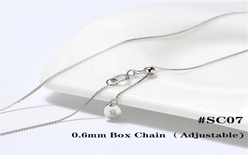 Real 925 Silver Link Chain Necklace For Women Men Basic Neck Chain Trendy Silver Cross Box Snake Chain Jewelry OSC20