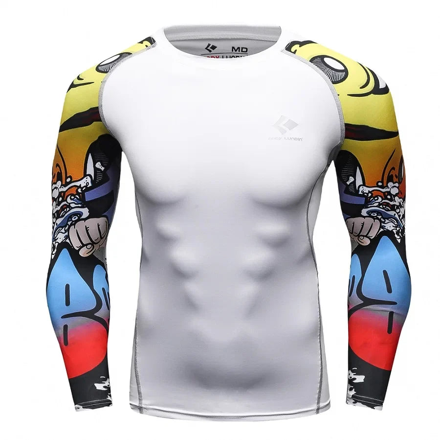 Cody Lundin Quikly Dye Mesh Men's Digital Printed Compression Rash Guard Gym Long Sleeve Jiu Jitsu Shirt Sportswear Swimming Top