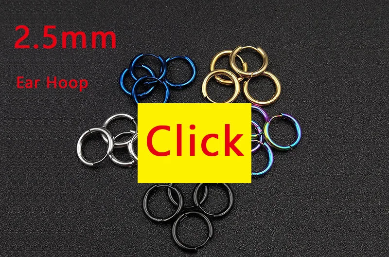 6pcs/lot Thick 3.0mm 4.0mm 5.0mm Stainless Steel Circle Hoop Earrings For Women Girls Gold Silver Color Round Geometry Earrings