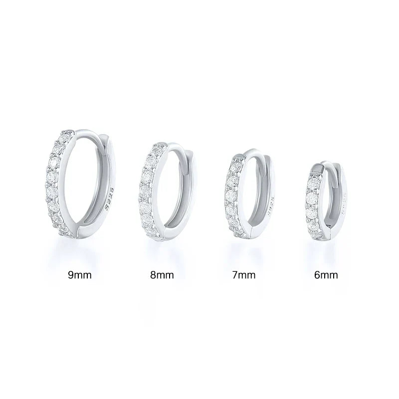 Silver 925 1 pair Women Small Hoops Earring Piercing Ear Cartilage Tragus Simple Thin Circle Anti-allergic Ear Buckle