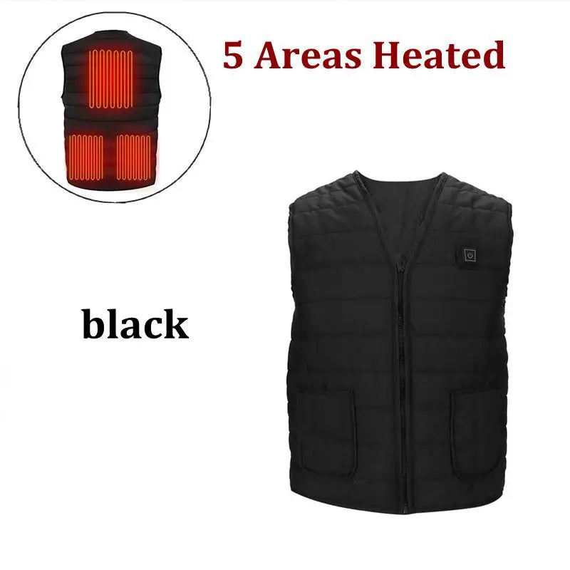 11 Area Heating Vest Men/Women Casual V-neck USB Heated Vest Smart Control Temperature Heating Jacket Cotton Coat Winter Hunting
