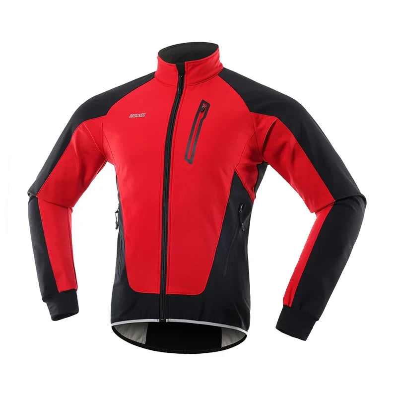 Men's Winter Cycling Jacket Thermal Fleece Warm Up Bicycle Clothing Windproof Waterproof Soft Shell Coat MTB Bike Jersey