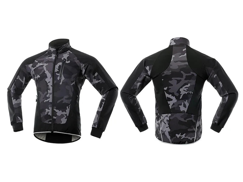 Men's Winter Cycling Jacket Thermal Fleece Warm Up Bicycle Clothing Windproof Waterproof Soft Shell Coat MTB Bike Jersey