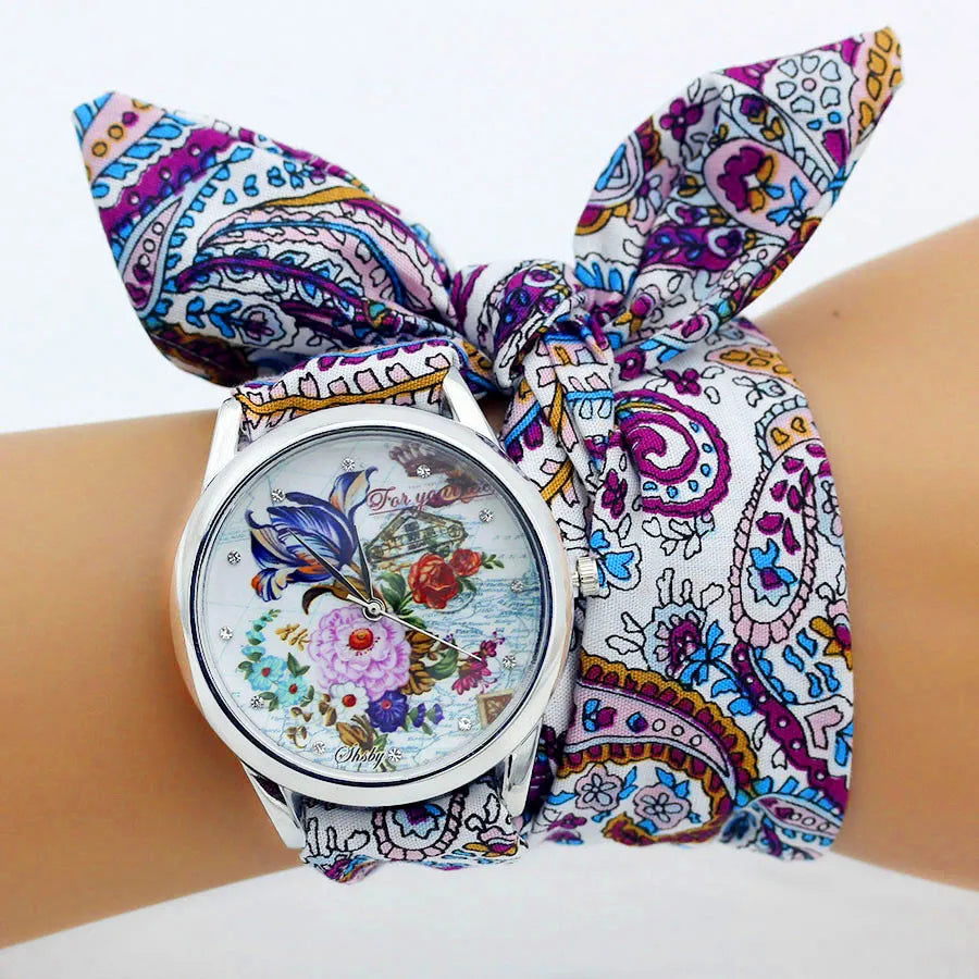New Ladies Cloth Wristwatch Fashion Women Dress Watch High Quality Silver  Quartz Watch Sweet Girls Watch Fabric Clock