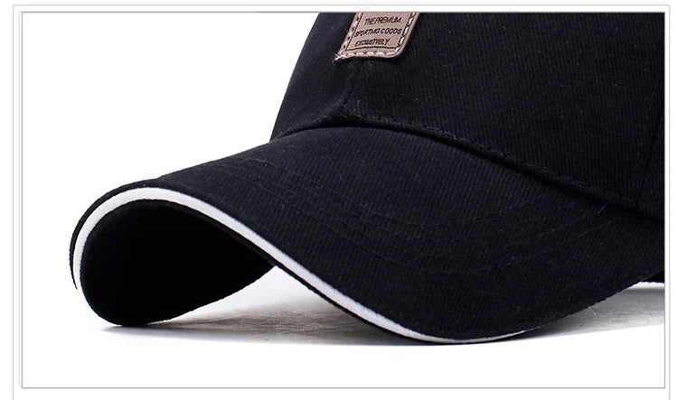 Men Structured Baseball Cap Solid Cotton Snapback Spring Autumn Women Label Stick