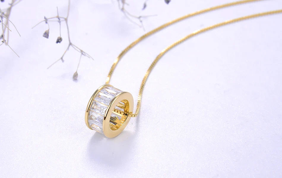 Trendy Simple Necklace 925 Sterling Silver Women Necklaces With 3 Big Circle AAAA Zircon Jewelry Wedding Gift OSN175