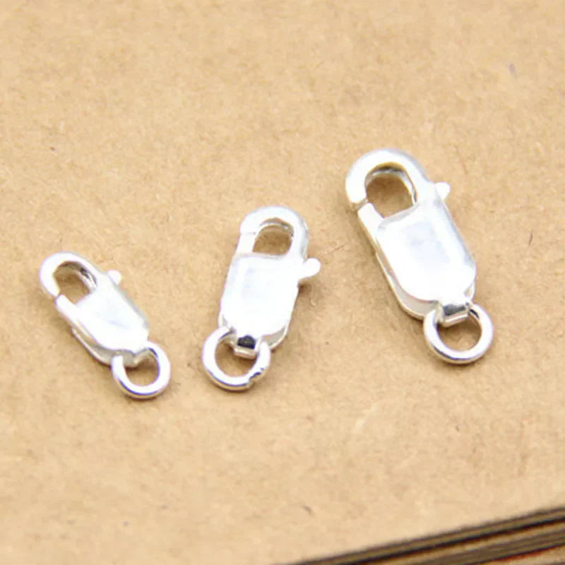 2pcs Genuine Real Solid 925 Sterling Silver Spring Lobster Clasps Hooks Claw Jewelry Making Findings Close Sealed Ring Buckle