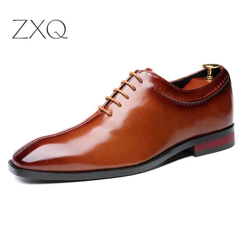 High Quality Retro Men Formal Leather Dress Shoes Pointed Toe Business Oxford Shoes Plus Size 38-48 Men Wedding Shoes