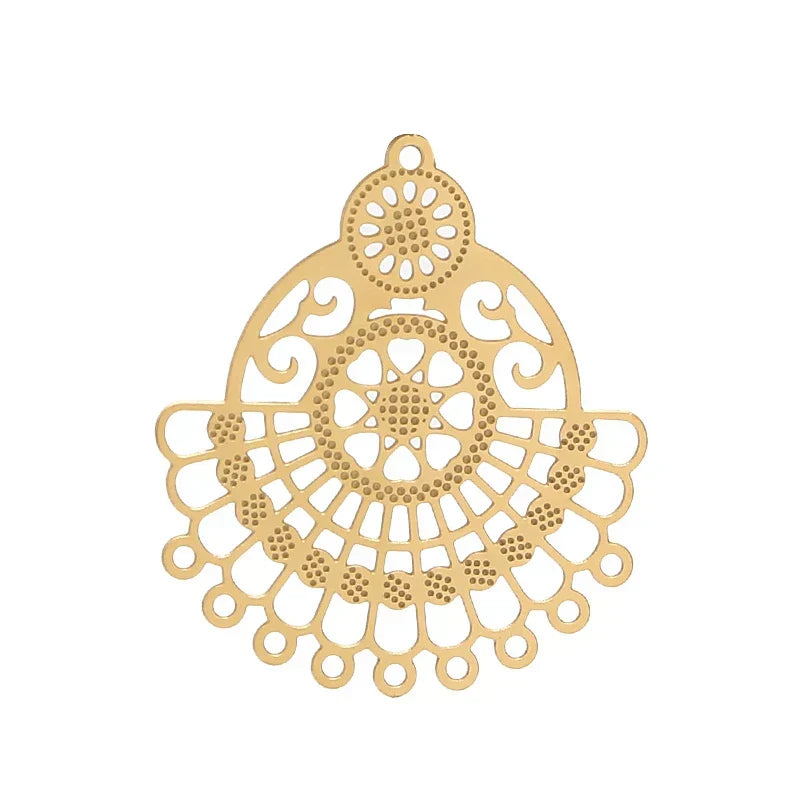 4pcs Gold Stainless Steel Filigree Earring Charm Pendants Connectors for Earring DIY Jewelry Making Supplies wholesale
