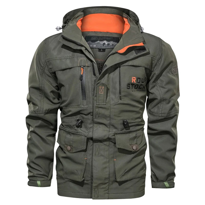 Men’s hooded outdoor windbreaker jacket, windproof casual coat, spring autumn camping, M–XXL