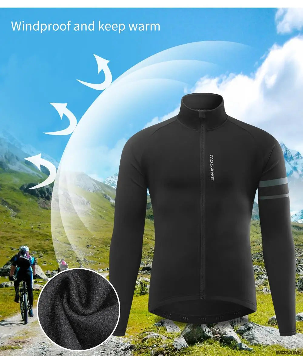 Men'sThermal Winter Cycling Jacket Fleece Lining Long Sleeve Jersey Windproof Running Riding Ciclismo Cycling Clothing