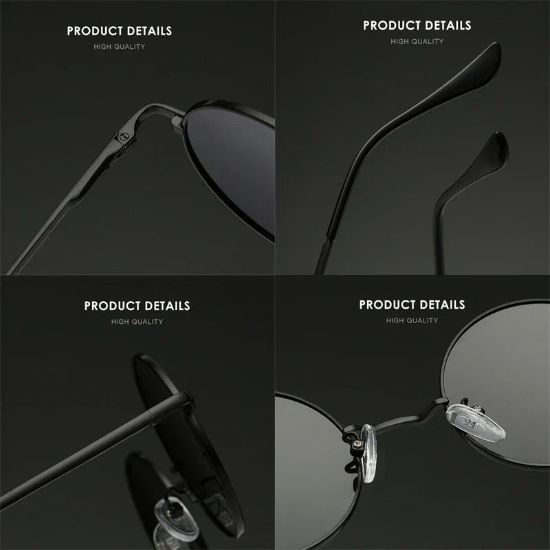 Retro Polarized Round Metal Frame Sunglasses Eyewear For Men and Women Driving Fishing Brand Designer Sun Glasses UV400