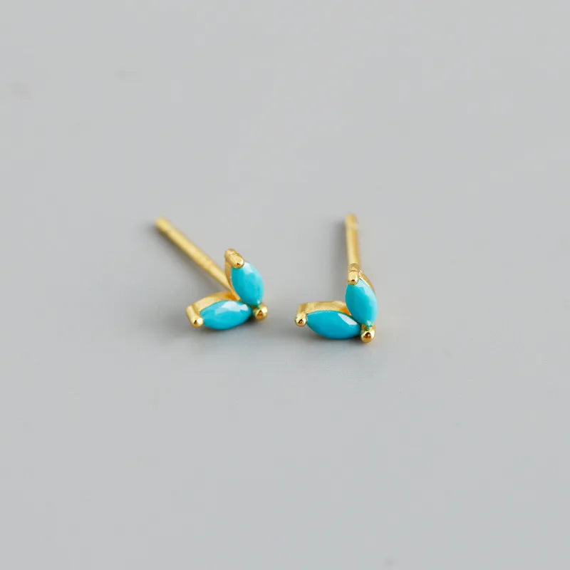 925 Sterling Silver Fashion Korean Chic Blue Horse Eye Zircon Stud Earrings for Women Teen Simple Color Piercing Jewelry