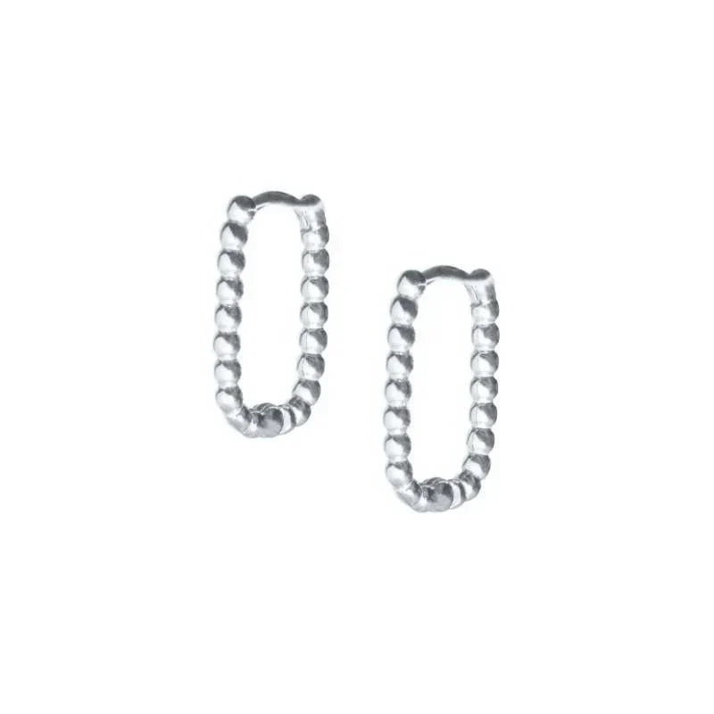 925 Sterling Silver Square Piercing Huggie Hoop Earrings for Women Simple Cubic Zirconia Earings Fine Jewelry Pendientes