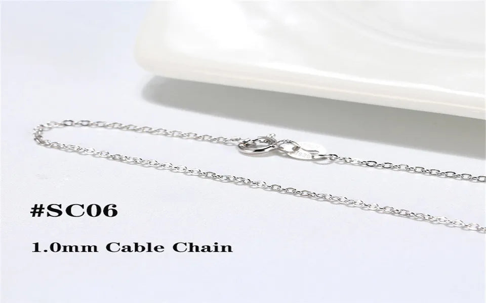 Real 925 Silver Link Chain Necklace For Women Men Basic Neck Chain Trendy Silver Cross Box Snake Chain Jewelry OSC20