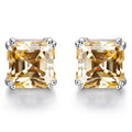 Total 0.8ct 6.0mm Moissanite D Color VVS1 Asscher Cut 18K White Gold Plated Earrings Jewelry Woman Girlfriend Gift