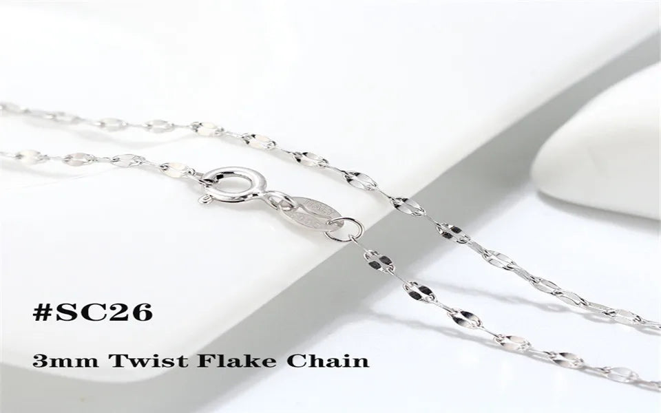 Real 925 Silver Link Chain Necklace For Women Men Basic Neck Chain Trendy Silver Cross Box Snake Chain Jewelry OSC20