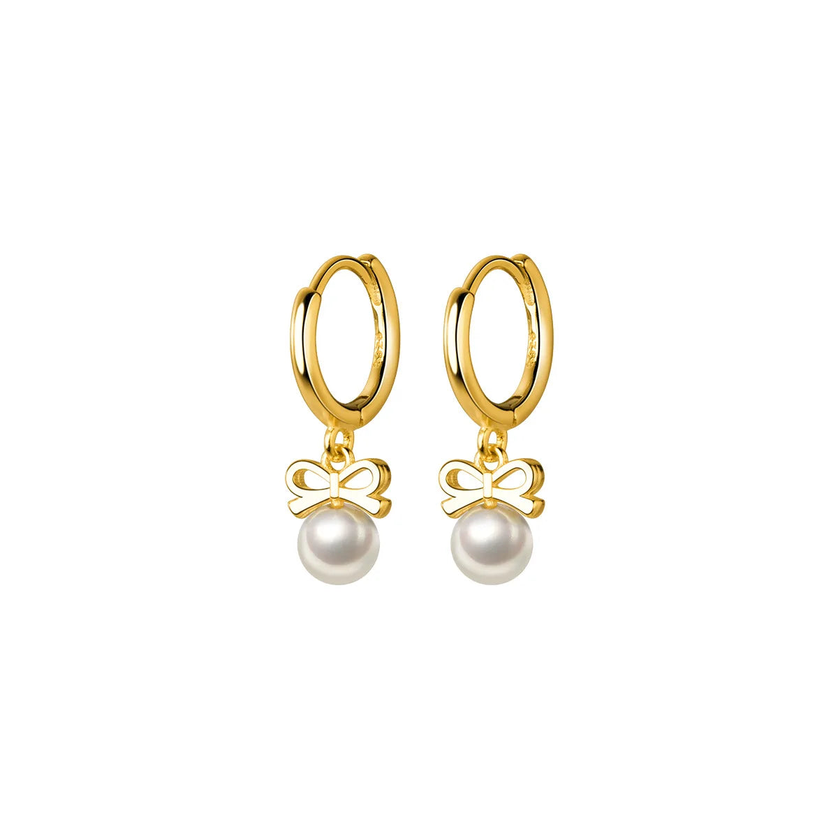 925 Sterling Silver Cute Butterfly Synthetic Pearl Pendant Drop Earrings Fashion Charm Gold Plated Huggies Jewelry Women