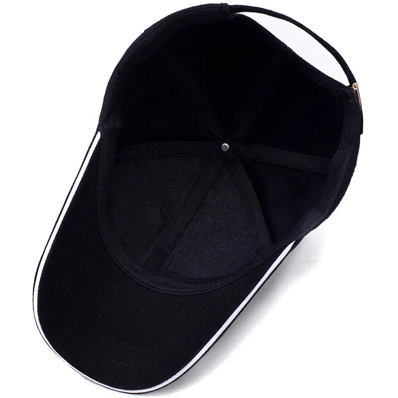 Men Structured Baseball Cap Solid Cotton Snapback Spring Autumn Women Label Stick