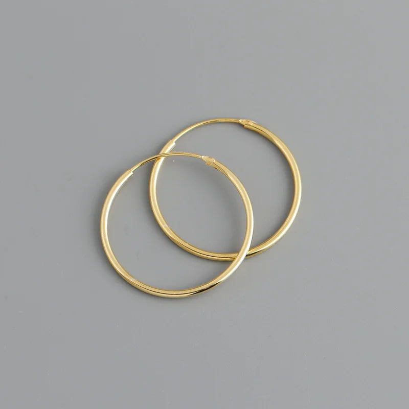Genuine 925 Sterling Silver Fashion Korean Simple Hoop Earrings for Women Men Charming Chic Party Jewelry Accessories