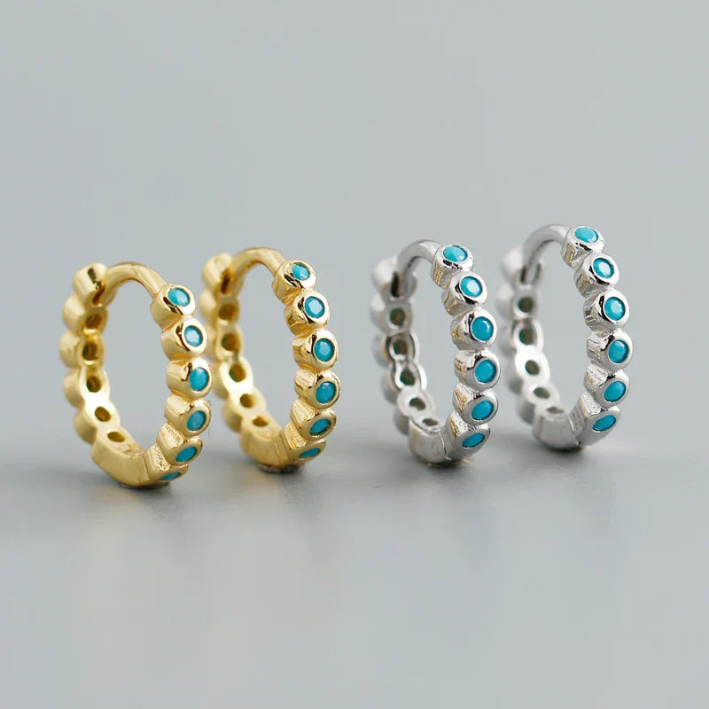 New Arrival Fashion Korean Blue Zircon Spike Geometric Stud Earrings for Women Real 925 Sterling Silver Gothic Jewelry