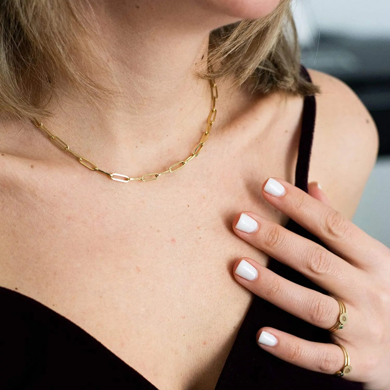 14K Gold Plated Genuine 925 Sterling Silver Paperclip Neck Chain 6/9.3/12mm Link Necklace for Women Men Jewelry SC39