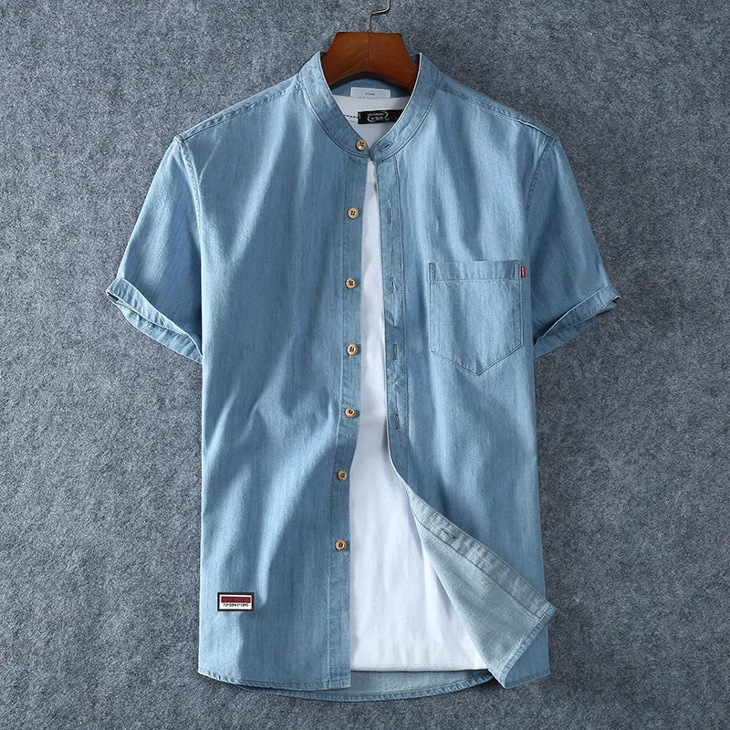 Men Cotton Light Blue Denim Shirts