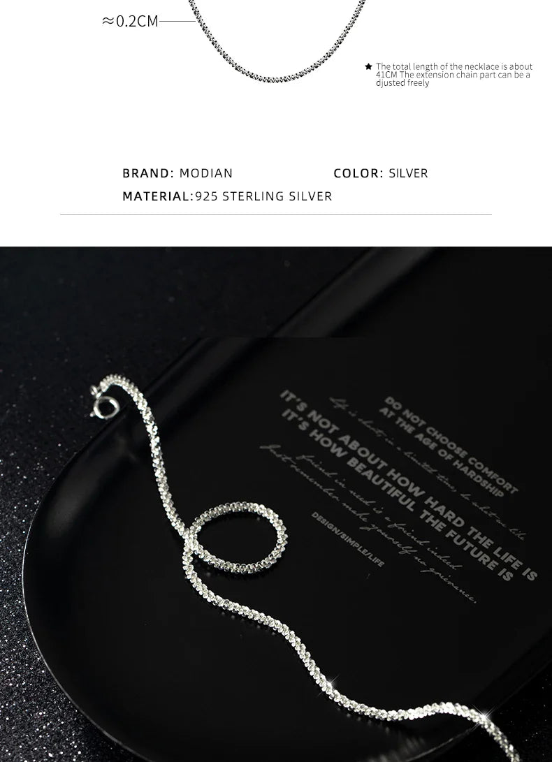 Dazzling Simple Adjustable Necklace for Women Girls 925 Sterling Silver Luxury Brand Jewelry 2024 New Mode Accessories