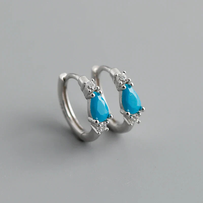 New Arrival Fashion Korean Blue Zircon Spike Geometric Stud Earrings for Women Real 925 Sterling Silver Gothic Jewelry