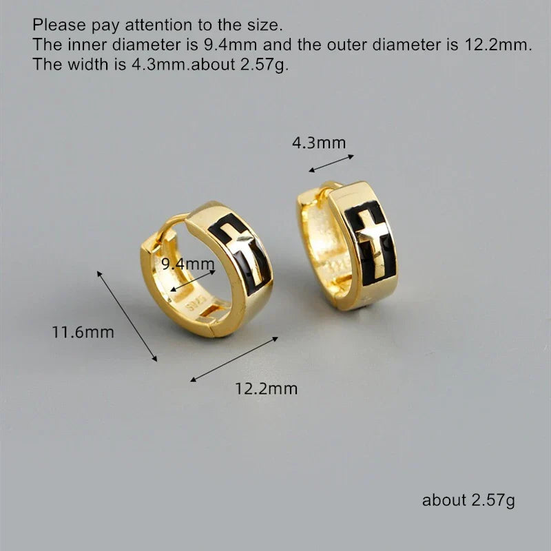 925 Sterling Silver Earring Colorful Dripping Oil Material Ear Ring Ear Buckle Rhombus Shape Trend Wild Girl Women Boy Ear Jewel