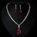 Luxury Shiny Water Drop Cubic Zirconia Necklace Earring Set for Women High Quality Fashion Party Wedding Jewelry N-1019