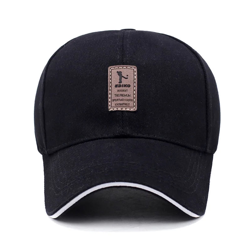Men Structured Baseball Cap Solid Cotton Snapback Spring Autumn Women Label Stick