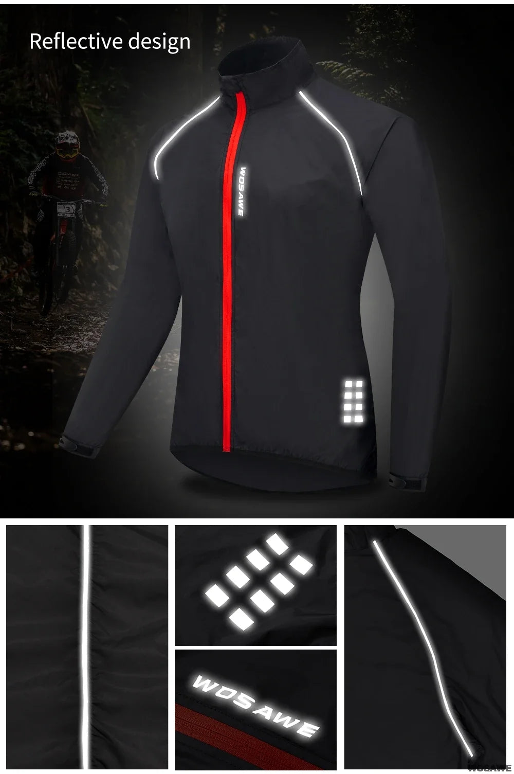 Reflective Men's Cycling Jackets Windproof Riding Bicycle Clothing Windbreaker Outdoor Sports Running MTB Bike Mesh Vest