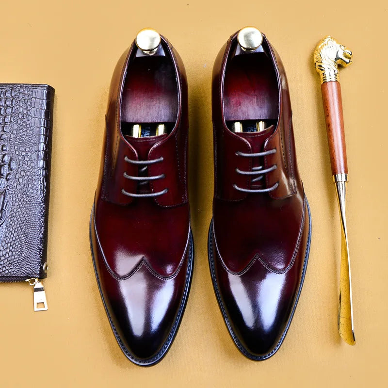 High Quality Handmade Oxford Dress Shoes Men Genuine Cow Leather Suit Shoes Footwear Wedding Formal Italian Shoes Hot Size 37-46