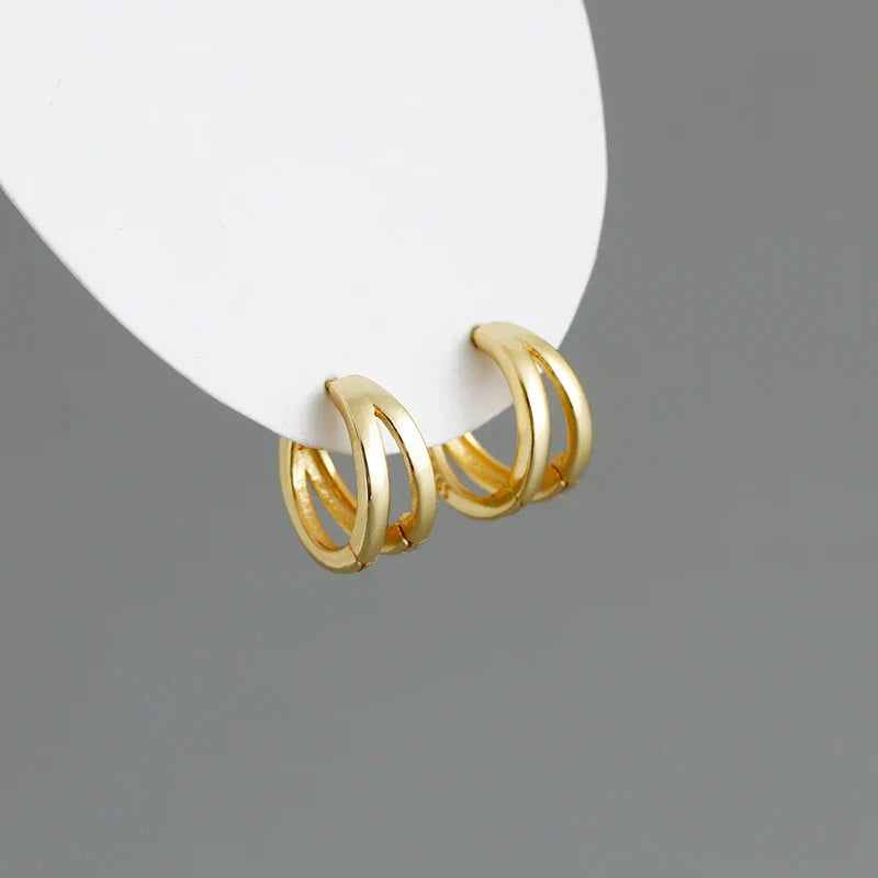 925 Sterling Silver Simple Glossy Double Ear Buckle for Women Unique Charm Party Hoop Earrings Fine Jewelry Accessories