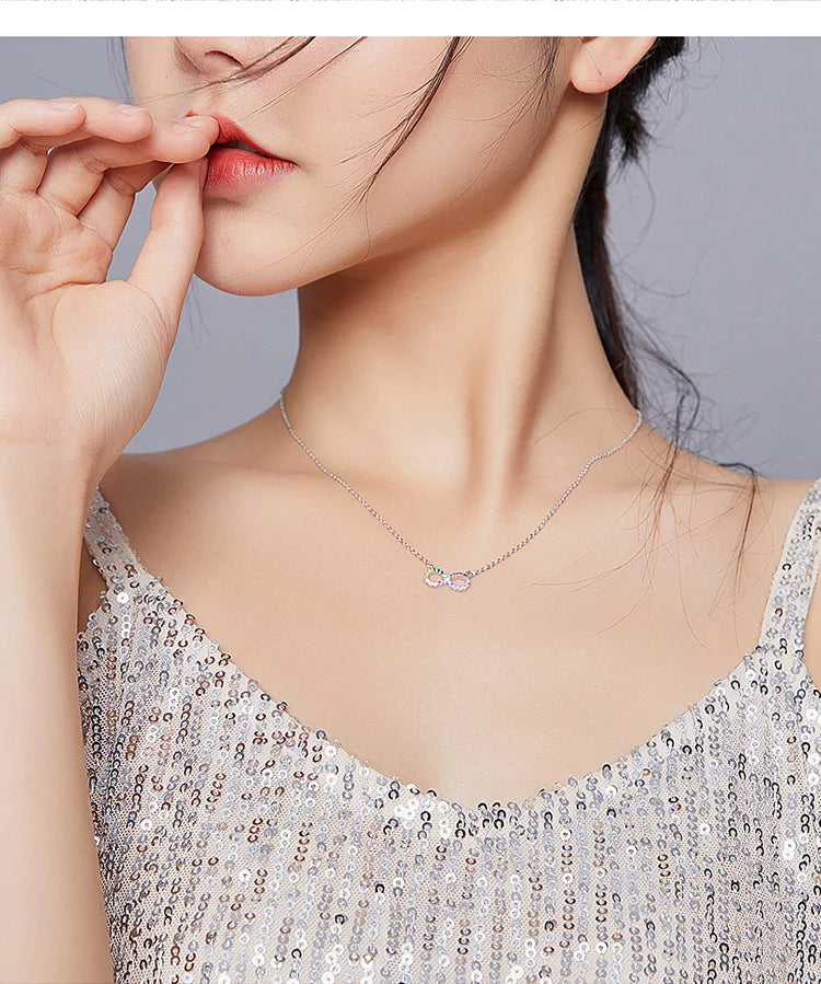 Genuine 925 Sterling Silver Rainbow Color Infinite Love Short Chain Necklace for Women Girl Gift Collar 2020 New SCN402