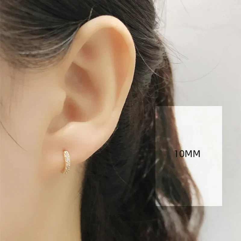 Real 925 Sterling Silver Gothic Simple White Zircon Hoop Earrings for Women Men Charms Unique Party Couple Jewelry 2021