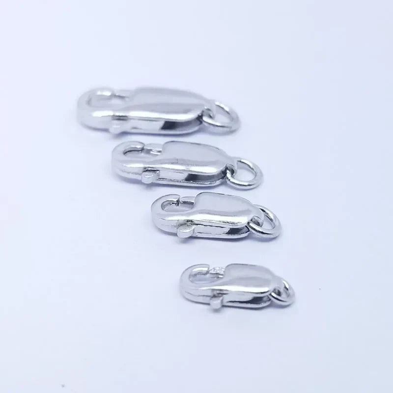 2pcs Real Pure Solid 925 Sterling Silver Lobster Clasp Hook Claw Buckle With Close Sealed Ring Connector Jewelry Findings