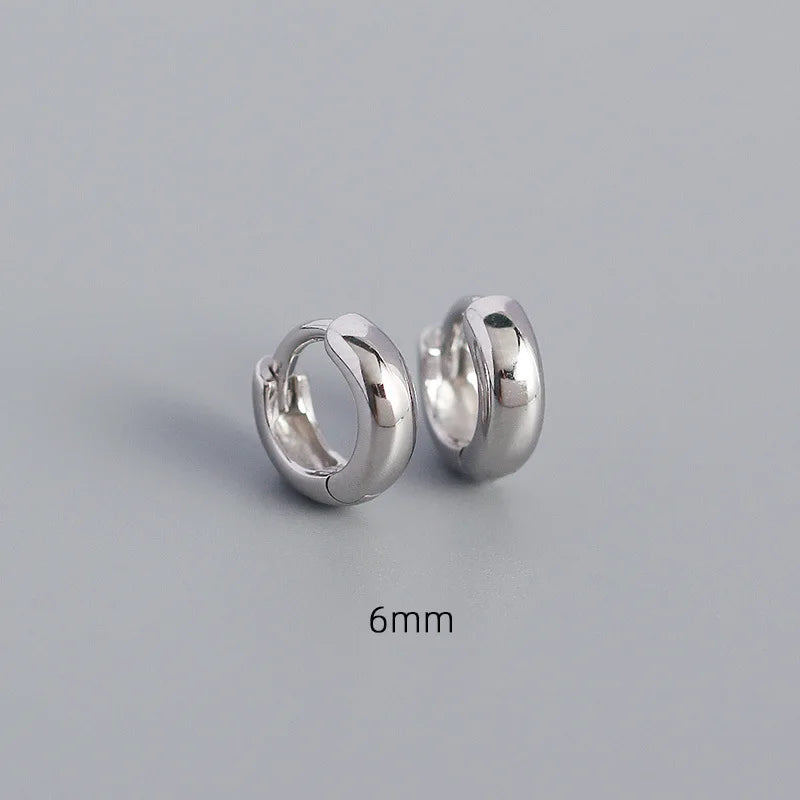 925 Sterling Silver Minimalism Punk Rock Wide Hoop Earrings for Women Men Fashion Gothic Bohe Huggie Ear Buckle Jewelry