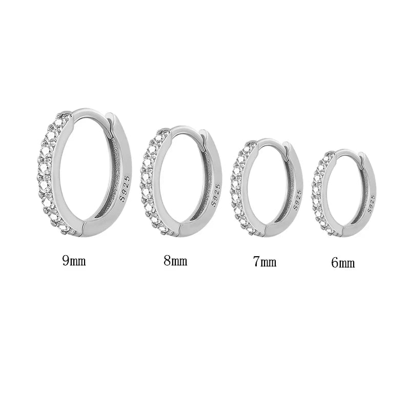 Silver 925 1 pair Women Small Hoops Earring Piercing Ear Cartilage Tragus Simple Thin Circle Anti-allergic Ear Buckle