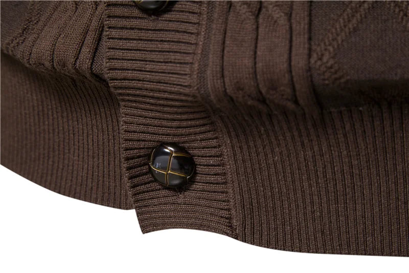 Cotton Argyle Cardigan Men Casual Single Breasted Solid Color Business Mens Cardigans New Winter Fashion Sweater Man