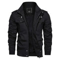 Men's Fleece Jackets Windbreaker Coats Fall Winter Thermal Bomber Jackets Multi-pockets Stand Collar Motorcycle Jacket