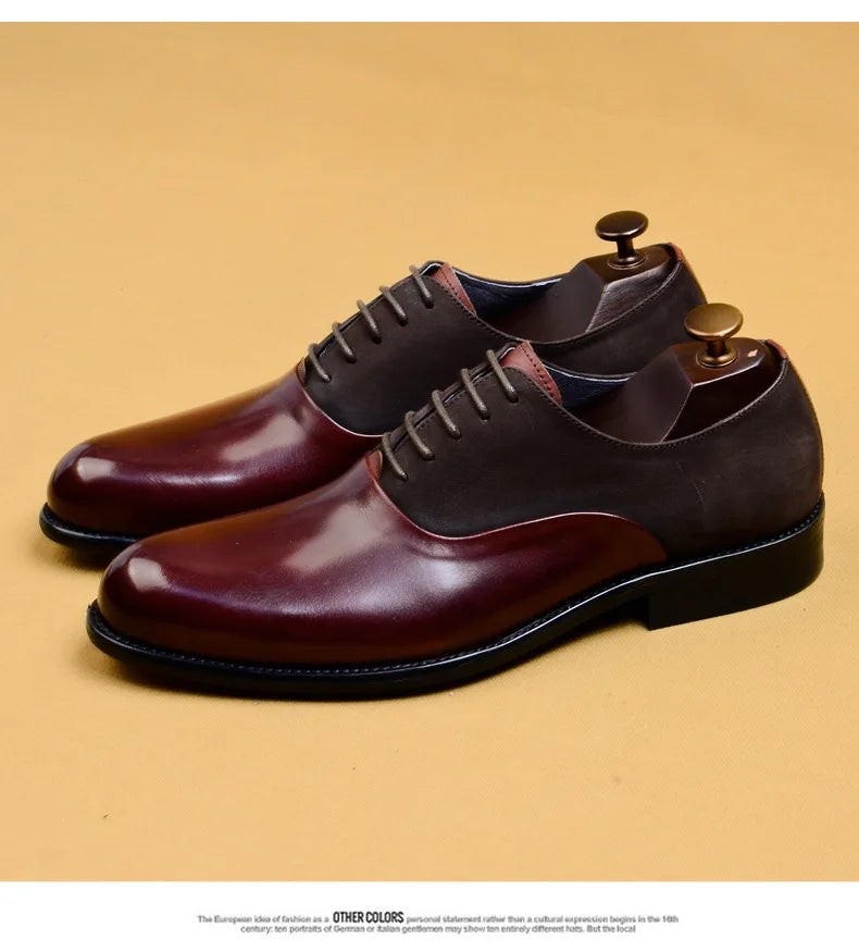 Genuine Cow Leather Brogue Wedding Business Men Casual Flats Vintage Handmade Oxford Shoes For Men Black Burgundy 2024