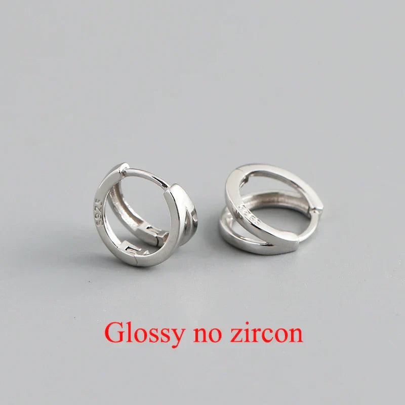 925 Sterling Silver Simple Glossy Double Ear Buckle for Women Unique Charm Party Hoop Earrings Fine Jewelry Accessories