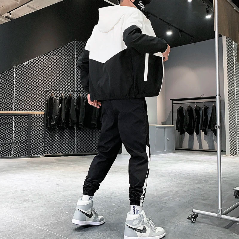 2026 New Men's Tracksuit Clothing Set Zipper Hoodie Sweatpants 2 Piece Hooded Long Sleeve Sportswear Sweatshirt Suits