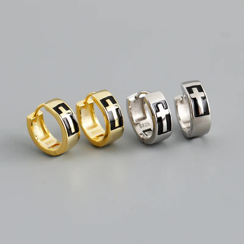 925 Sterling Silver Earring Colorful Dripping Oil Material Ear Ring Ear Buckle Rhombus Shape Trend Wild Girl Women Boy Ear Jewel