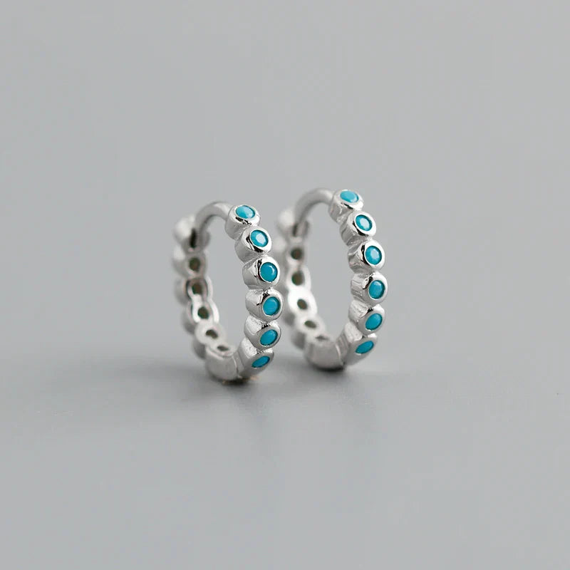 New Arrival Fashion Korean Blue Zircon Spike Geometric Stud Earrings for Women Real 925 Sterling Silver Gothic Jewelry